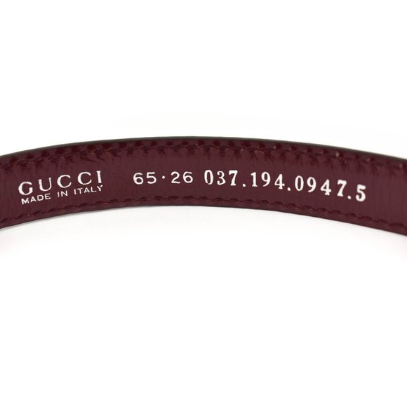 GUCCI: Burgundy, Patent Leather Logo Waist Belt px - Picture 6 of 7